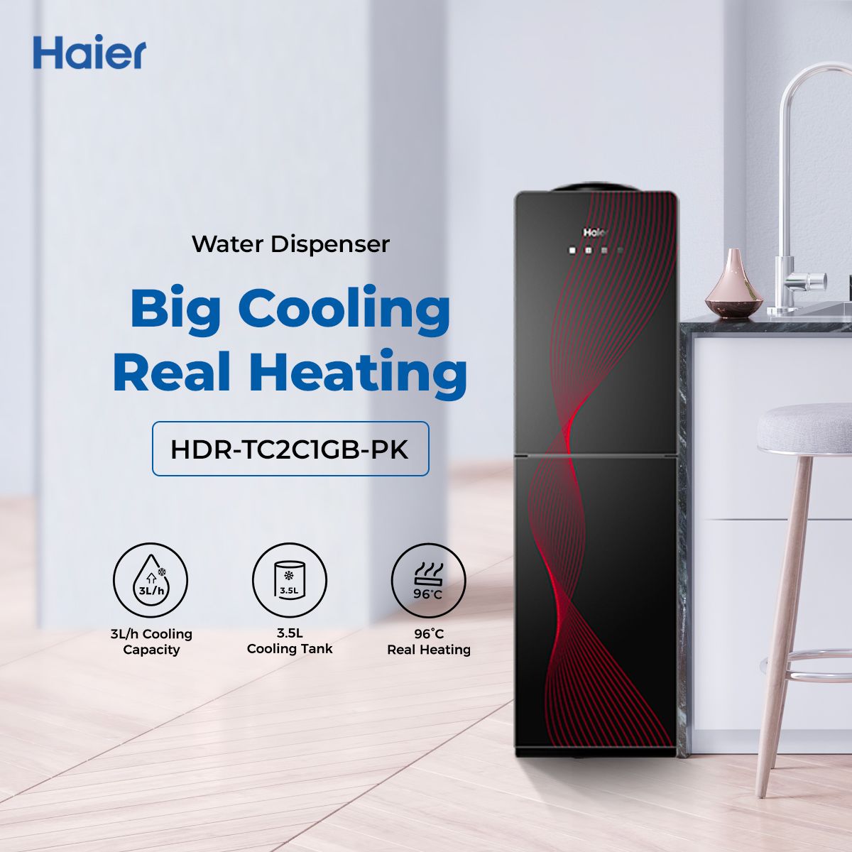 Refrigerator - Water Dispenser - Hot + Cold - HDR-TC2C1GB+