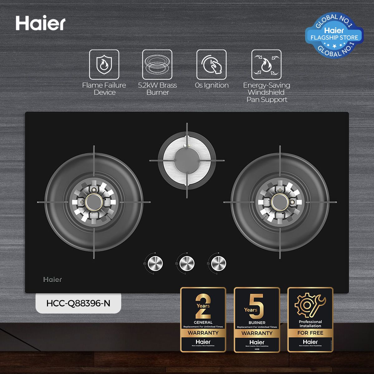 Haier HCC-Q88396+ Gas Hob